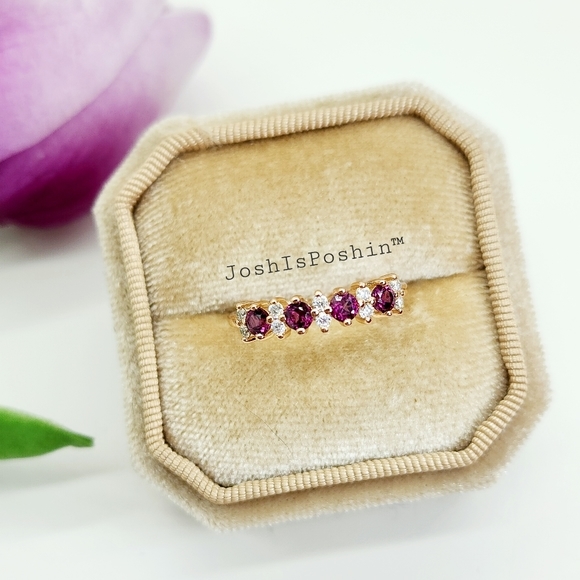 0.75CT Moissanite Pyrope Garnet wedding band ring in sterling silv… - Picture 8 of 14